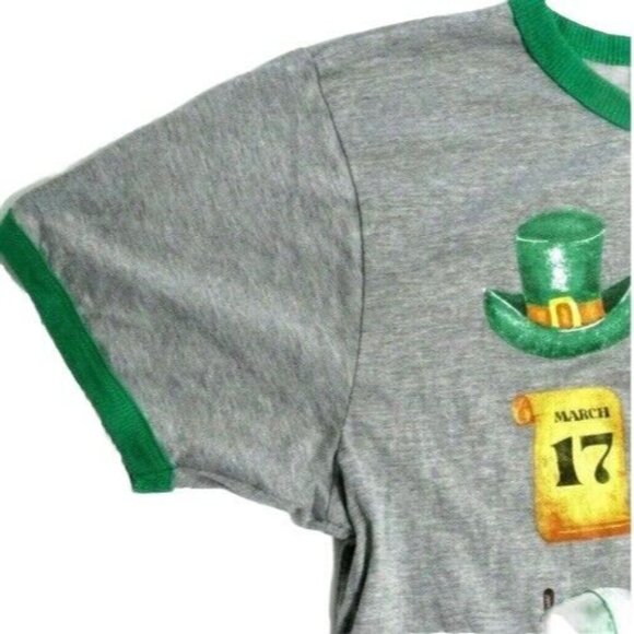 Women's St. Patrick's Day Icons Short Sleeve Graphic T-Shirt - Gray L - Picture 6 of 6